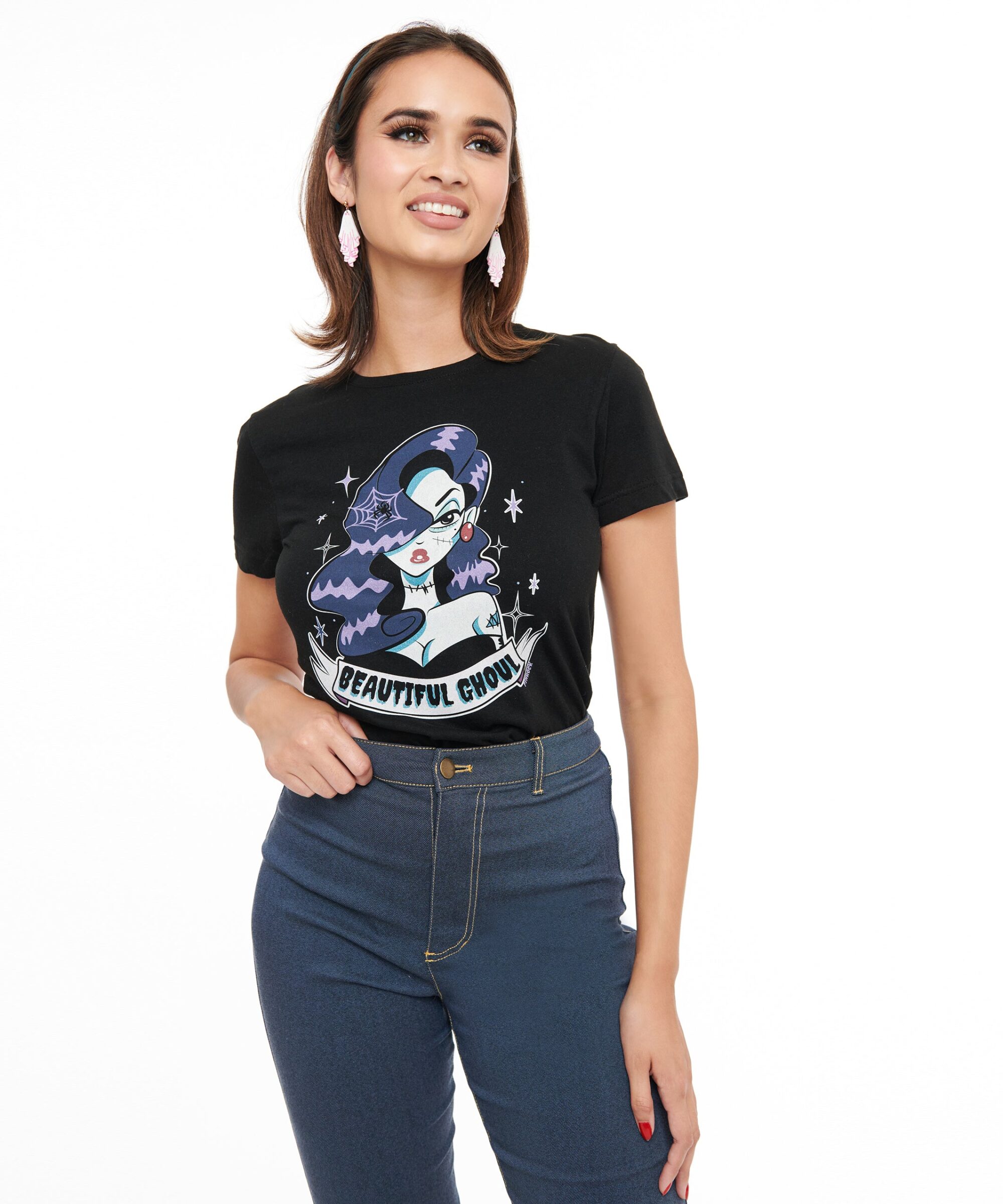 1950s Black Beautiful Ghoul Fitted Graphic Tee