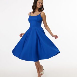 1950s Cobalt Blue Cotton Swing Dress