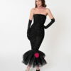 Barbie™ x Unique Vintage Black Solo In The Spotlight Strapless Wiggle Dress