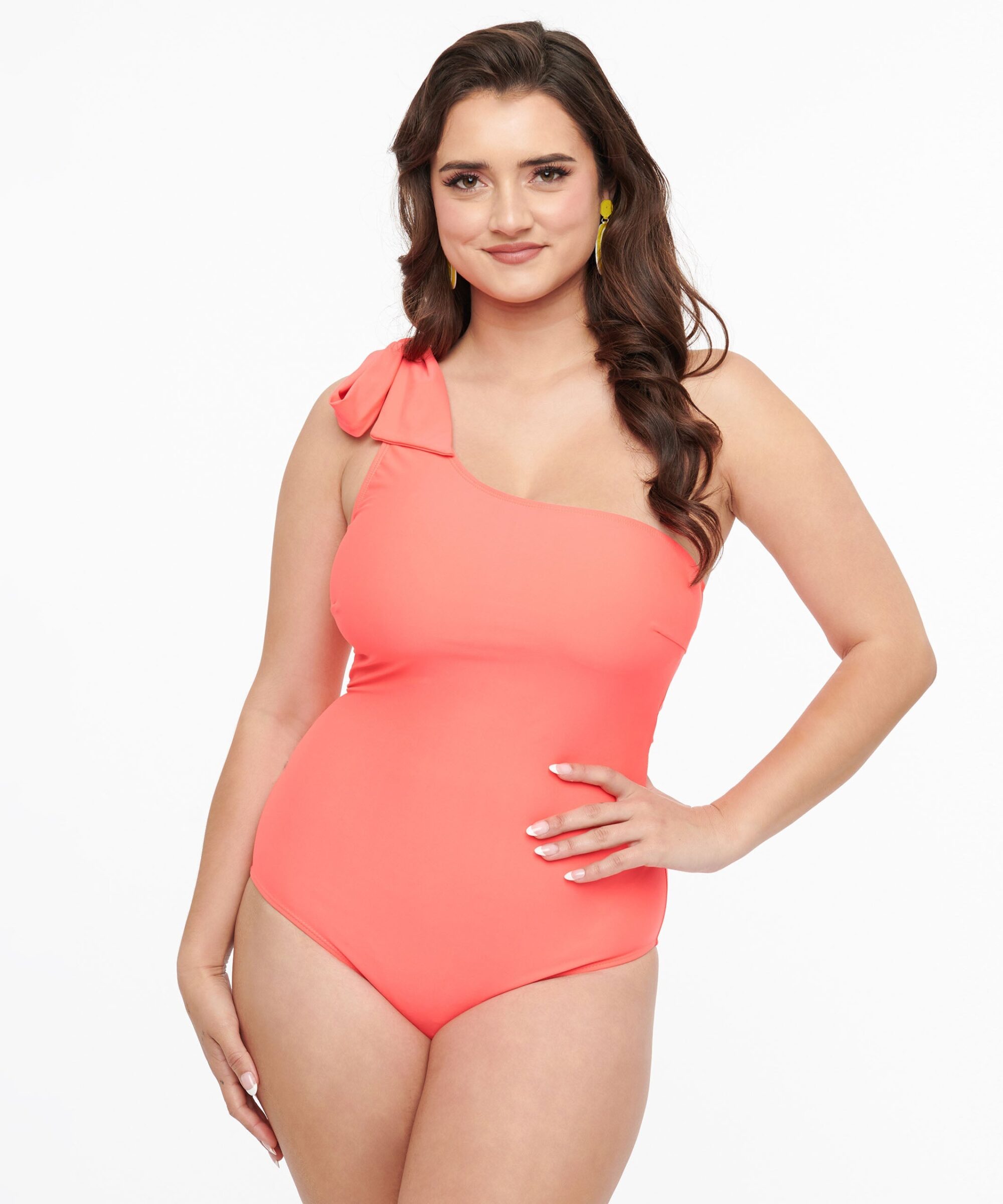 Coral One Shoulder One Piece Swimsuit