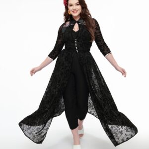 Unique Vintage 1950s Black Flocked La Caterina Dia De Los Muertos Western Duster