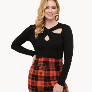 Voodoo Vixen 1950s Black Criss Cross Keyhole Top